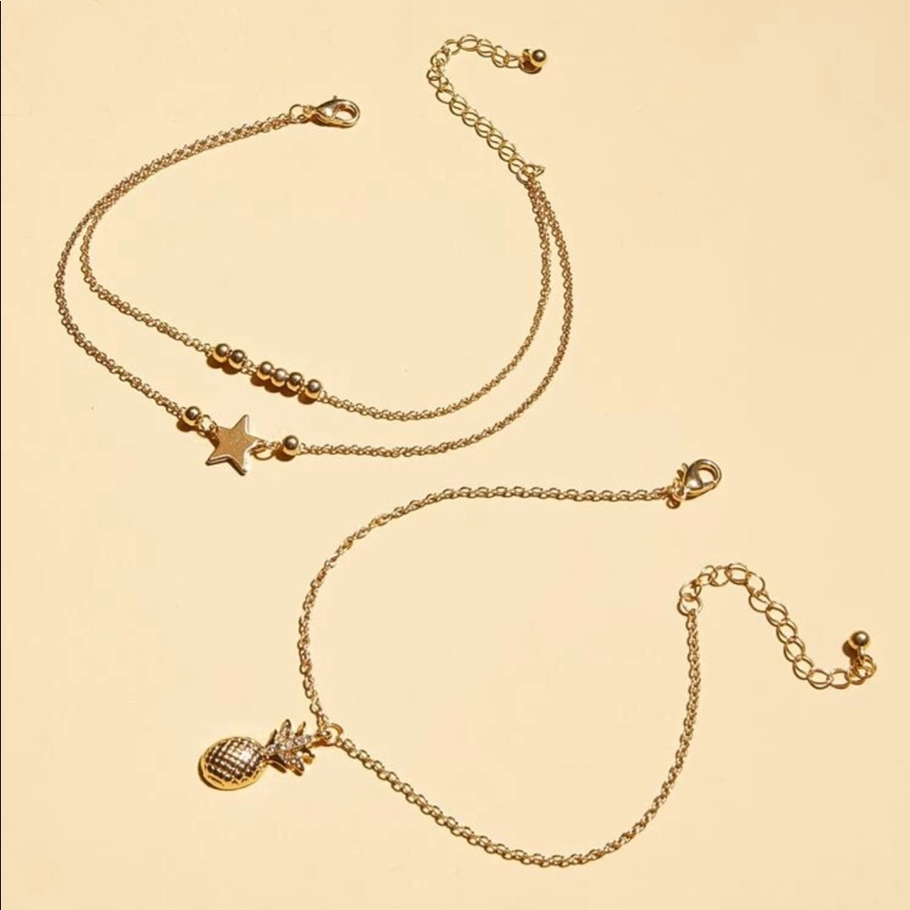 3/$30 Pineapple & Star Beaded Anklet Set - Picture 2 of 5